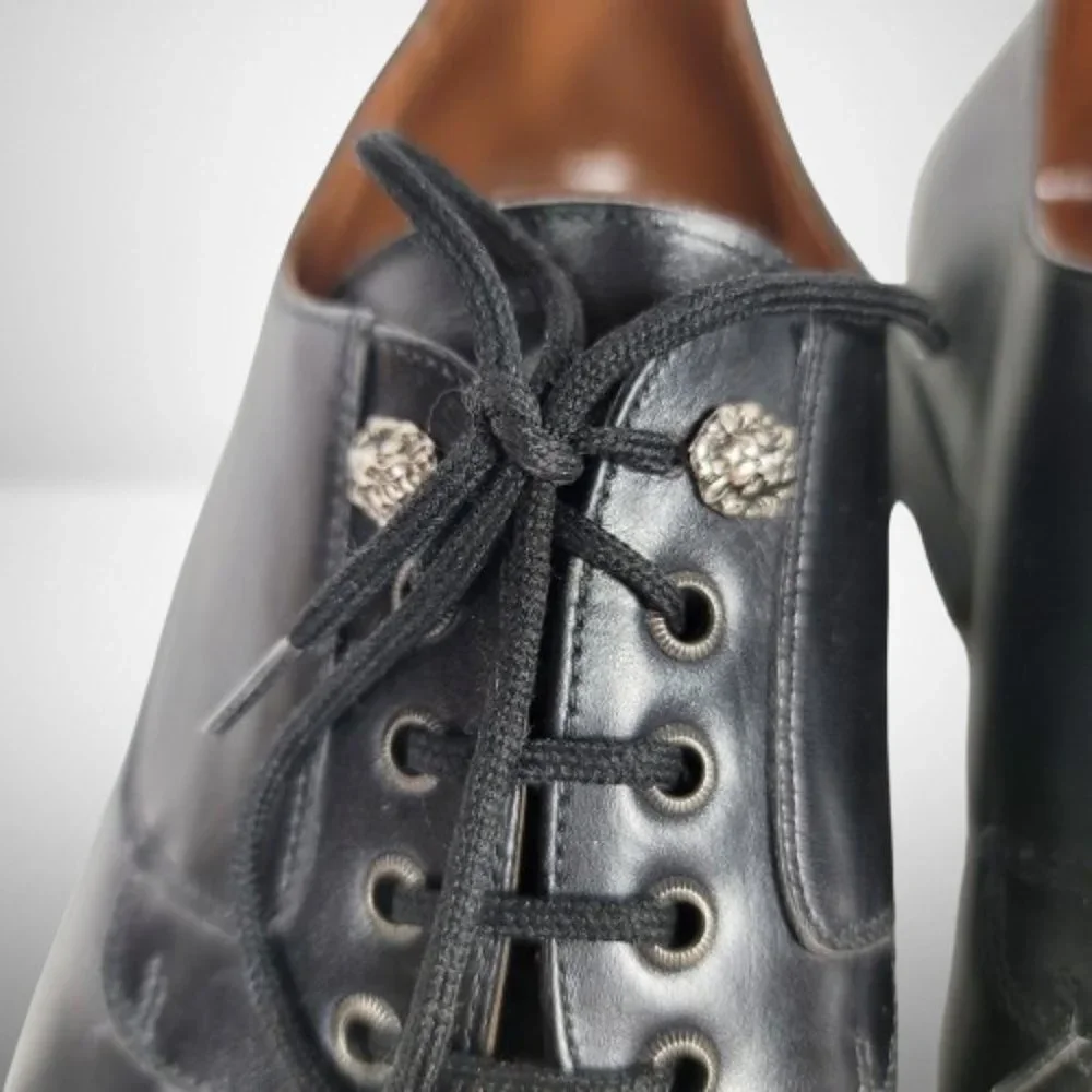 VERSACE CLASSIC V2 CABAL1 BLACK LEATHER LACE-UP MEN'S DRESS SHOES - SIZE: 9 - Picture 5 of 13